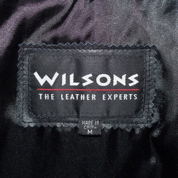 Wilson's Medium Asymmetrical Full Zip 100% Leather Belted Notched Collar Coat - Picture 9 of 12